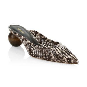 Cult Gaia Alia Bauble-Heel Python-Embossed Leather